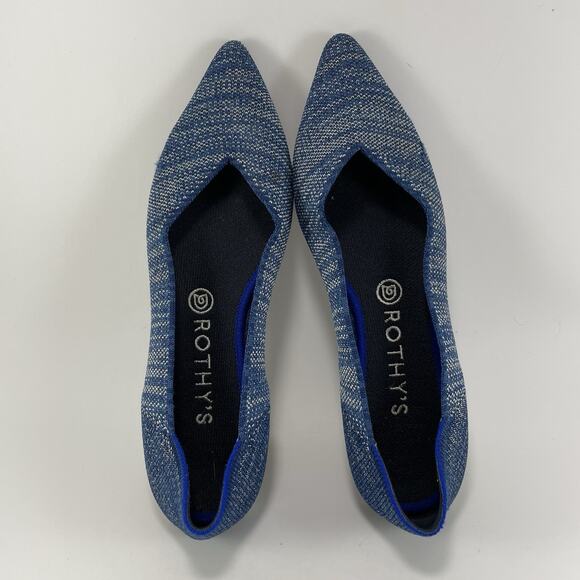 Rothy’s The Point Pointed Toe Flats Womens Size 9.5 Blue Indigo Heather Rothys - Picture 5 of 9